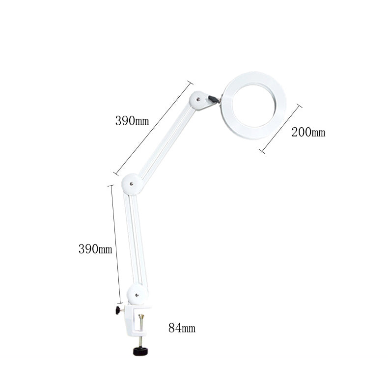 YG-811-2 5X 780mm Magnifying Lamp Illuminated Desktop Magnifier 14W LED Lamp with 84mm Clamp Swivel Arm or Reading with Dust Cover Care Tools