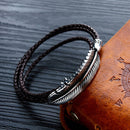 Titanium Steel Feather Skin Multi-layer Stainless Steel Braided Leather Male Bracelet