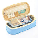 Color Canvas Stretch Pencil Case Double Layer Large Capacity Pencil Box Cute Pencilcase Kids School Stationery