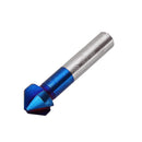 Drillpro 6Pcs 3 Flutes HSS Blue Nano Chamfering End Mill 90 Degree Chamfer Cutter Countersink Drill Bit