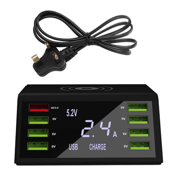 8 USB Port QC 3.0 Charger Dock Stand Station for Multiple Devices with for Phone Wireless Fast Charging