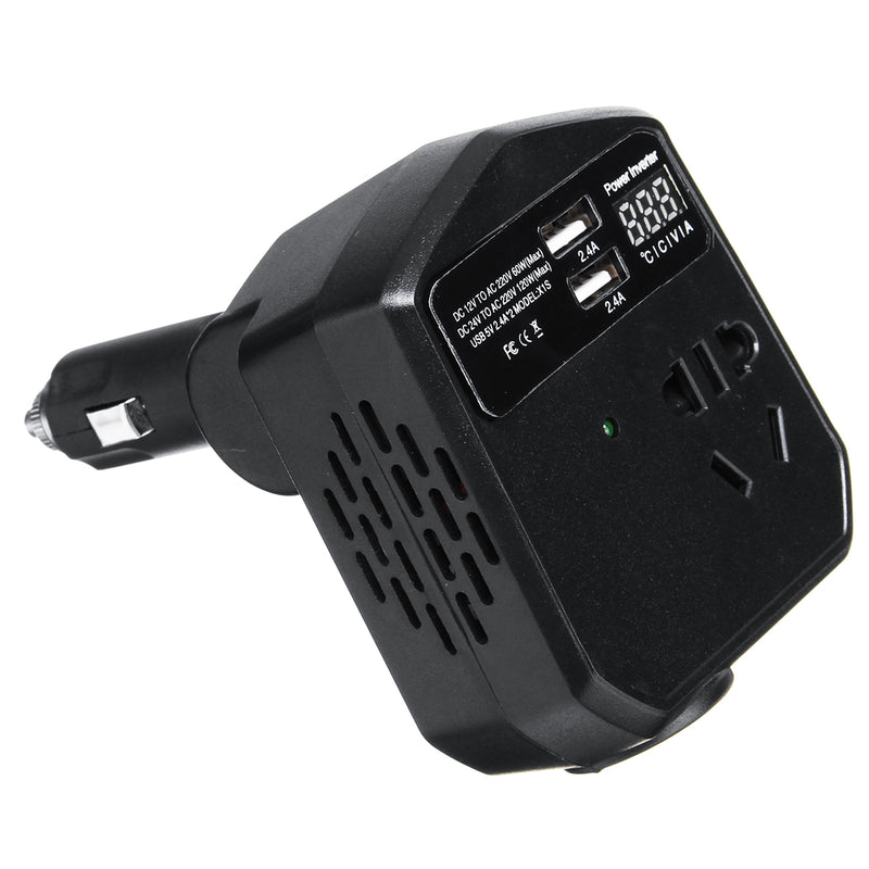 200W 12V/24V To 220V Auto Power Inverter 2 USB 2 Universal Socket Modified Sine Wave Converter