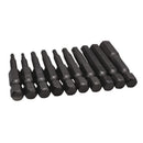 Drillpro 10pcs Screwdriver Set 50mm S2 Steel Black Hex Head Screwdriver Drill Bit Set