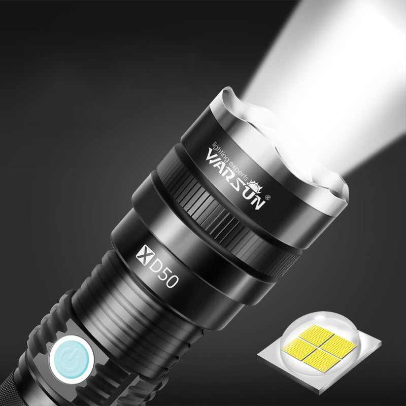 WARSUN P70 60W Zoomable Flashlight Waterproof USB Rechargeable 26650 Battery 3 Modes Work Lamp
