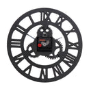 3D Gear Large Wall Clock Vintage Retro Roman Numerals Silent Sweep Non-ticking