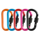 D-Ring Carabiner Clip Hook Keychain Screw Locking - Blue