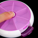 Portable 7 Slots Rotatable Tablet Pill Capsule Storage Container Case - Purple