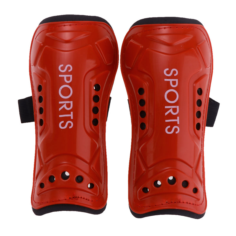 1 Set of Soft Comfortable Shin Guards Soccer Protective Football Pads Leg Basketball Training Equipment Red
