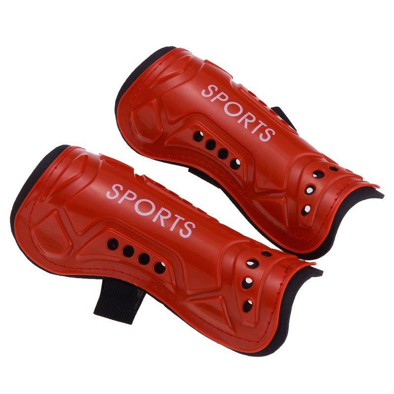 1 Set of Soft Comfortable Shin Guards Soccer Protective Football Pads Leg Basketball Training Equipment Red