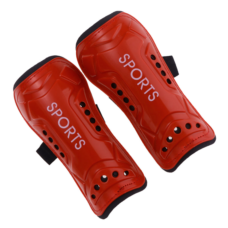 1 Set of Soft Comfortable Shin Guards Soccer Protective Football Pads Leg Basketball Training Equipment Red