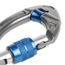 Screw Locking Mountaineering Climbing Aluminum Carabiner 25KN - Silver Blue