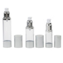 50ML Capacity Portable Airless Lotion Bottle Refillable Sunscreen Lotion Container For Outdoor Sports Hiking Camping Silver