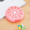 Fashionable Fruit Pattern Charms Rotary Pill Box Medicine Candy Gum Storage Holder Pocket Size Case Travel Lovers Gift -Pink