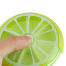 Fashionable Fruit Pattern Charms Rotary Pill Box Medicine Candy Gum Storage Holder Pocket Size Case Travel Lovers Gift -Cyan