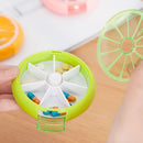 Fashionable Fruit Pattern Charms Rotary Pill Box Medicine Candy Gum Storage Holder Pocket Size Case Travel Lovers Gift -Cyan
