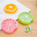 Fashionable Fruit Pattern Charms Rotary Pill Box Medicine Candy Gum Storage Holder Pocket Size Case Travel Lovers Gift -Cyan