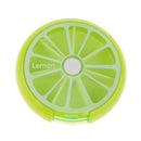 Fashionable Fruit Pattern Charms Rotary Pill Box Medicine Candy Gum Storage Holder Pocket Size Case Travel Lovers Gift -Cyan