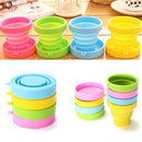 170ml Silicone Foldable Collapsible Cup with Lid Outdoor Camping Travel Green
