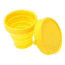 170ml Silicone Foldable Collapsible Cup with Lid Outdoor Camping Travel Yellow