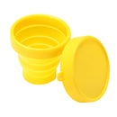 170ml Silicone Foldable Collapsible Cup with Lid Outdoor Camping Travel Yellow