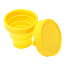 170ml Silicone Foldable Collapsible Cup with Lid Outdoor Camping Travel Yellow