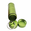 Lightweight Durable Aluminum Alloy Waterproof Pill Bottle Case Box Pill Holder Keychain For Travelling Hiking Camping Green