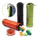 Lightweight Durable Aluminum Alloy Waterproof Pill Bottle Case Box Pill Holder Keychain For Travelling Hiking Camping Green