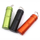 Lightweight Durable Aluminum Alloy Waterproof Pill Bottle Case Box Pill Holder Keychain For Travelling Hiking Camping Orange S