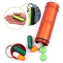 Lightweight Durable Aluminum Alloy Waterproof Pill Bottle Case Box Pill Holder Keychain For Travelling Hiking Camping Orange S