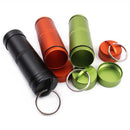 Lightweight Durable Aluminum Alloy Waterproof Pill Bottle Case Box Pill Holder Keychain For Travelling Hiking Camping Black S
