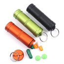 Lightweight Durable Aluminum Alloy Waterproof Pill Bottle Case Box Pill Holder Keychain For Travelling Hiking Camping Black S