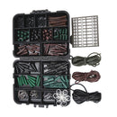 Fishing Carp Hair Rig Set Weights Safety Clips Hooks Rubber Tubes Swivels Beads Tackle box