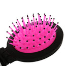 2 in 1 Folding Compact Hair Comb Massage Brush w/ Mirror Healthcare Rose red