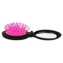 2 in 1 Folding Compact Hair Comb Massage Brush w/ Mirror Healthcare Rose red