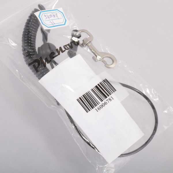 1.1M Retractable Coiled Fishing Lanyard Steel Wire Pier Rope Tether Black