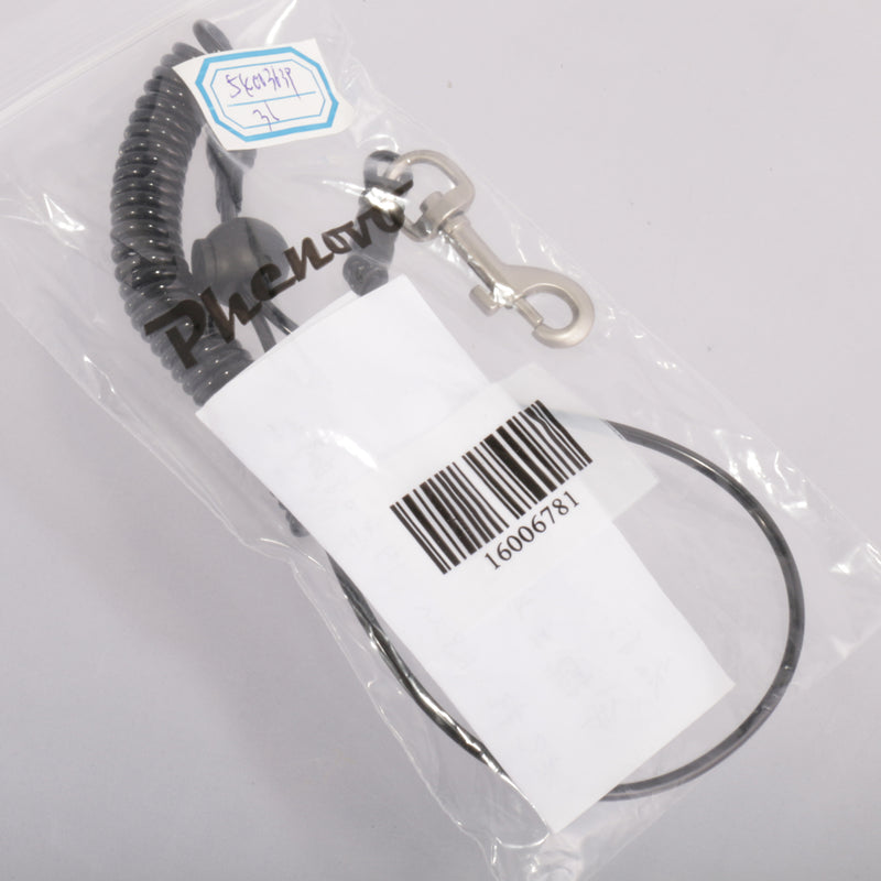 1.1M Retractable Coiled Fishing Lanyard Steel Wire Pier Rope Tether Black