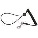1.1M Retractable Coiled Fishing Lanyard Steel Wire Pier Rope Tether Black