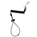 1.1M Retractable Coiled Fishing Lanyard Steel Wire Pier Rope Tether Black
