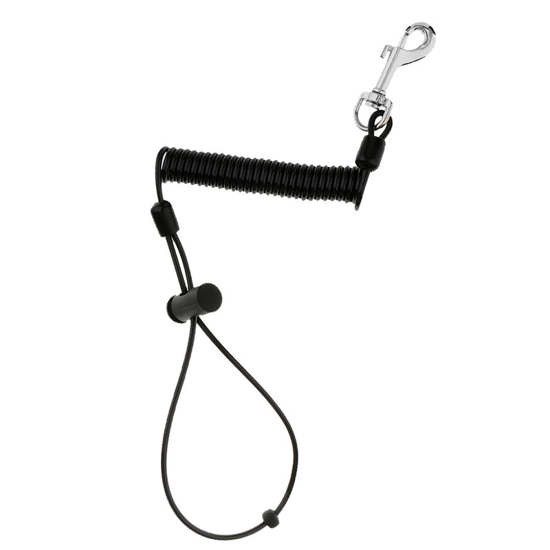 1.1M Retractable Coiled Fishing Lanyard Steel Wire Pier Rope Tether Black