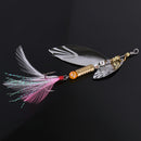 Metal Spinner Spoon Fishing Lure Hard Baits Sequins with Feather Treble Hook Tackle
