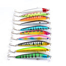 10pcs Pencil Fishing Lures Hard Bait Minnow Fishing Tackle Treble Hooks