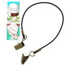 Black Outdoor Hat Scarf Wind Lanyard Rope Cord & Bronze Metal Clip