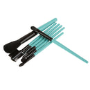 Women Pro Face Makeup Cosmetic Brush Tools Eyelash Comb Blush Eyeshadow Lipstick Applicator Brush 7Pcs/Set + Pouch Bag Case Coral Green