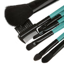 Women Pro Face Makeup Cosmetic Brush Tools Eyelash Comb Blush Eyeshadow Lipstick Applicator Brush 7Pcs/Set + Pouch Bag Case Coral Green