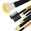Women Pro Face Makeup Cosmetic Brush Tools Eyelash Comb Blush Eyeshadow Lipstick Applicator Brush 7Pcs/Set + Pouch Bag Case Yellow