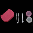 Cute Portable Cat Design Contact Lens Holder Case Cover Protector Organiser Box Rose Red
