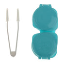 Set Of Plastic Stylish Compact Lens Tweezers + The Stick with Sucker + Contact Lens Case + Lens Solution Bottle Travel Accessory Blue 6.5 x 4 cm