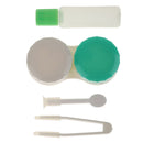 Set Of Plastic Stylish Compact Lens Tweezers +Mirror Case + Contact Lens Case + Lens Solution Bottle Travel Accessory Green 5.7x5.3cm