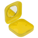 Set Of Plastic Stylish Compact Lens Tweezers +Mirror Case + Contact Lens Case + Lens Solution Bottle Travel Accessory Yellow 5.7x5.3cm