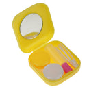 Set Of Plastic Stylish Compact Lens Tweezers +Mirror Case + Contact Lens Case + Lens Solution Bottle Travel Accessory Yellow 5.7x5.3cm